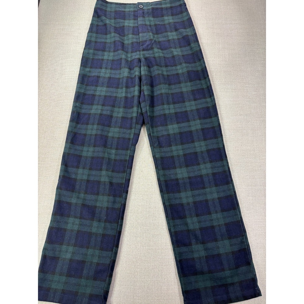 Brandy Melville John Galt Women's Black Green Plaid Skinny Straight Pants OS